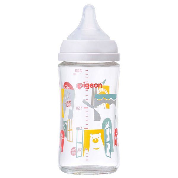 Pigeon - Breast Milk Feeling Heat-Resistant Glass Bottle - 240ml - Zoo-Panda Kids and Baby