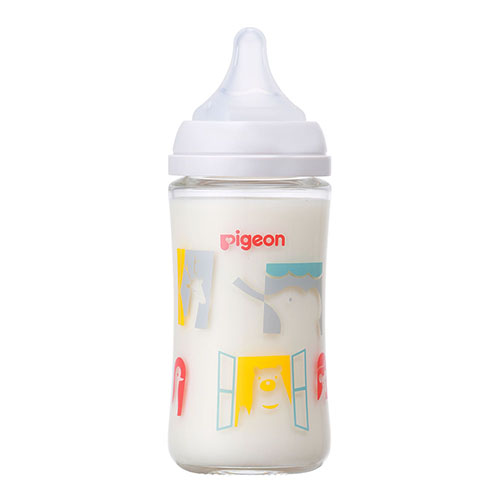 Pigeon - Breast Milk Feeling Heat-Resistant Glass Bottle - 240ml - Zoo-Panda Kids and Baby