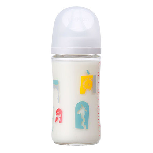 Pigeon - Breast Milk Feeling Heat-Resistant Glass Bottle - 240ml - Zoo-Panda Kids and Baby