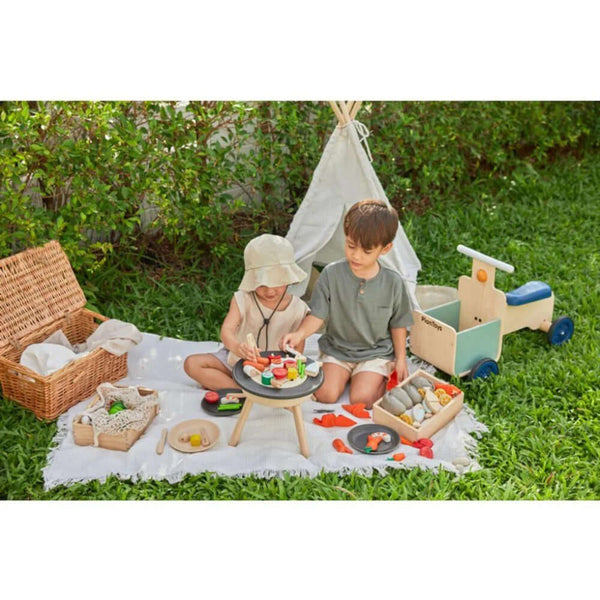 PlanToys - BBQ Playset-Panda Kids and Baby