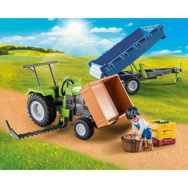 Playmobil - Tractor with Trailer-Panda Kids and Baby