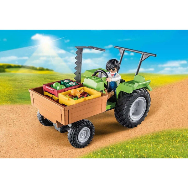 Playmobil - Tractor with Trailer-Panda Kids and Baby