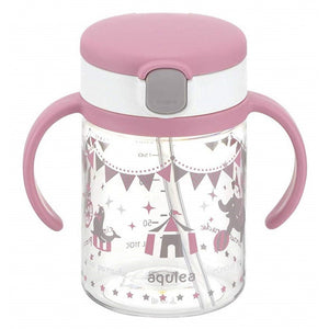 Richell - Aqulea AQ Clear Straw Bottle Mug 200ml - Pink-Panda Kids and Baby