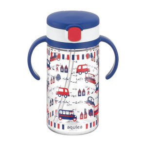 Richell - Aqulea AQ Clear Straw Bottle Mug 320ml - NavyBlue-Panda Kids and Baby