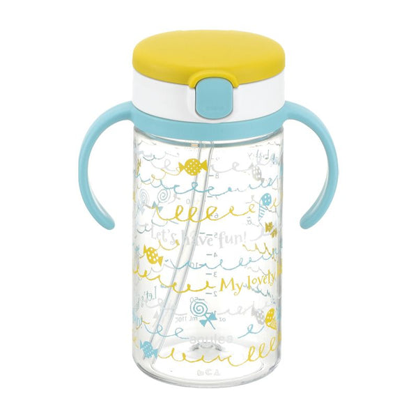 Richell - Aqulea AQ Clear Straw Bottle Mug 320ml - Yellow-Panda Kids and Baby