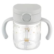 Richell - Axtars Straw Mug 200ml - Light Gray-Panda Kids and Baby