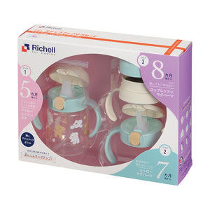 Richell - T.L.I Step Up Baby Cup Set SD - Light Blue-Panda Kids and Baby