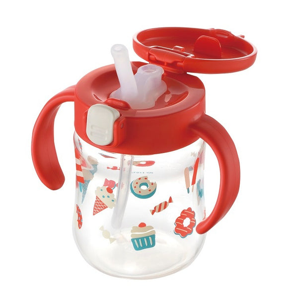Richell - T.L.I Straw Cup SD 200ml - Red-Panda Kids and Baby