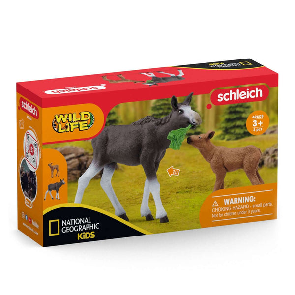 Schleich - Moose Calf-Panda Kids and Baby