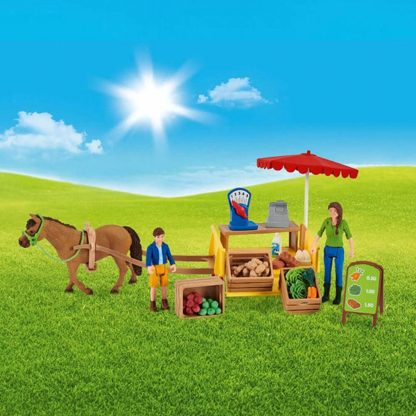 Schleich - Sunny Day Mobile Farm Stand-Panda Kids and Baby