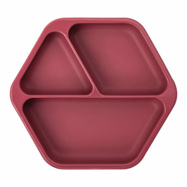 Tiny Twinkle - Silicone Suction Plate - Burgundy-Panda Kids and Baby