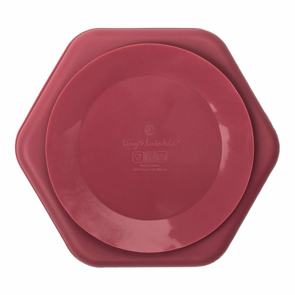 Tiny Twinkle - Silicone Suction Plate - Burgundy-Panda Kids and Baby