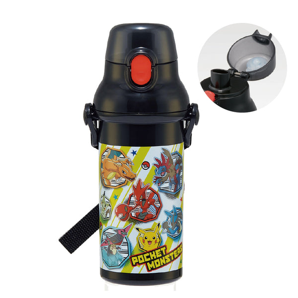 Skater - Antibacterial Direct Drink One-Touch Bottle - 480ml - Pokemon-Panda Kids and Baby