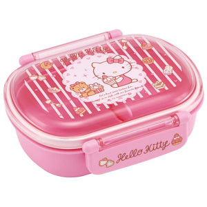 Skater - Antibacterial Fluffy Tight Lunch Box Oval Type - 360ml - Hello Kitty-Panda Kids and Baby
