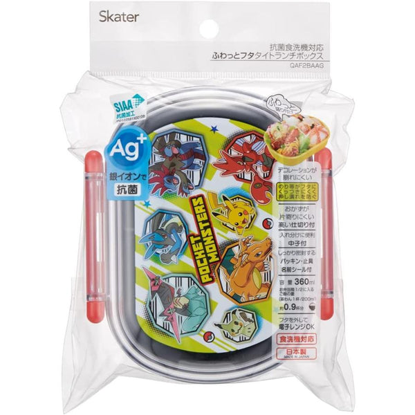 Skater - Antibacterial Fluffy Tight Lunch Box Oval Type - 360ml - Pokemon-Panda Kids and Baby