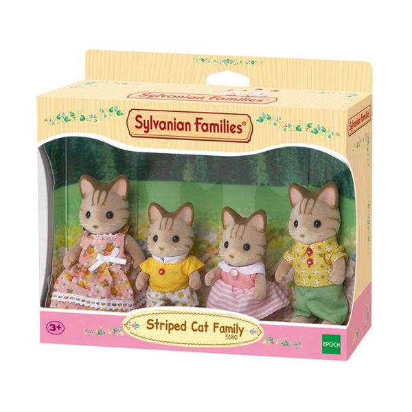 Sylvanian Families - Striped Cat Family-Panda Kids and Baby