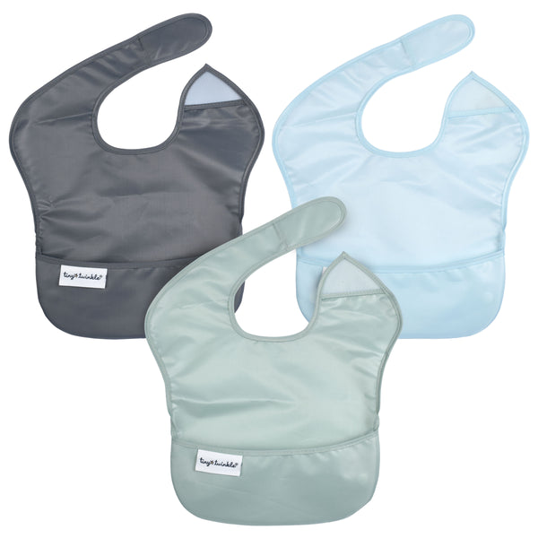 Tiny Twinkle - Easy Bib 3 Pack - Solid Sage, Charcoal, Ice Blue-Panda Kids and Baby