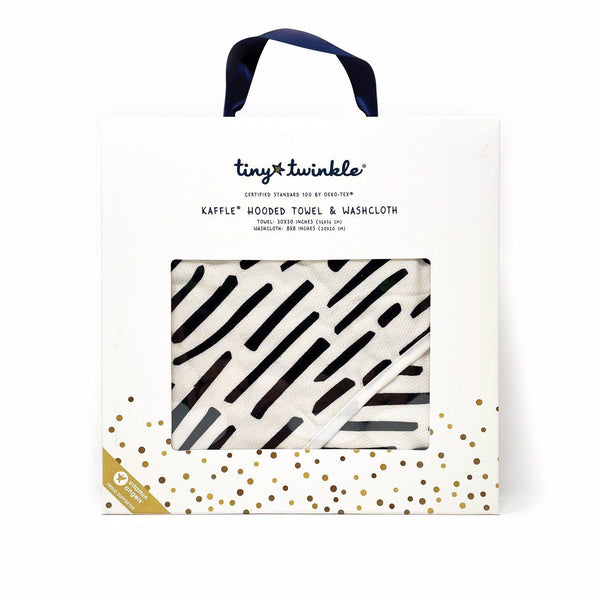 Tiny Twinkle - Hooded Towel and Washcloth Set - Ink Strokes-Panda Kids and Baby