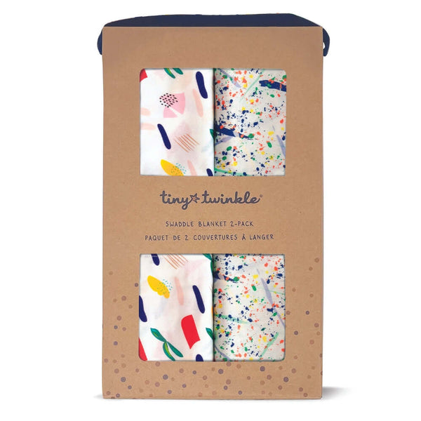 Tiny Twinkle - Kaffle™ Swaddle Blanket 2 Pack - Matisse & Pollock Set-Panda Kids and Baby