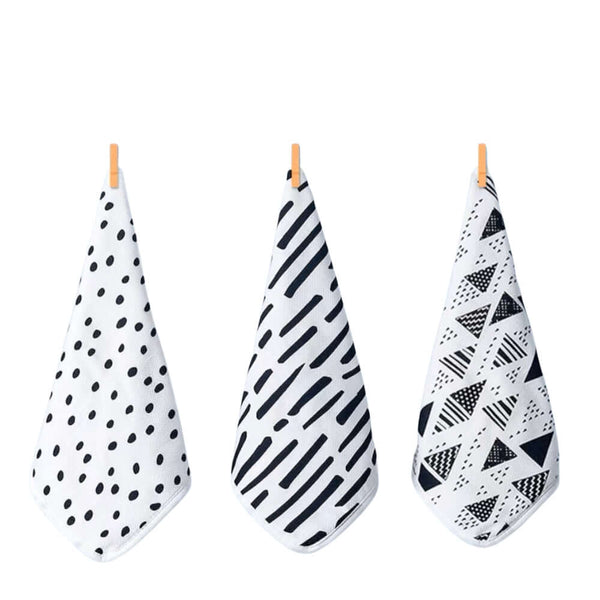 Tiny Twinkle - Kaffle™ Washcloth 3 PK - Black and White-Panda Kids and Baby