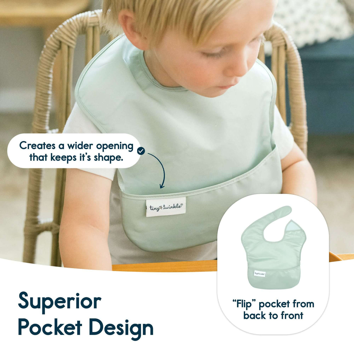 Tiny Twinkle - Mess - Proof Easy Bib 3 Pack - Black & Sage Checkers ...