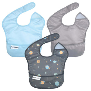 Tiny Twinkle - Mess - Proof Easy Bib 3 Pack - Space, Ice Blue, Grey-Panda Kids and Baby