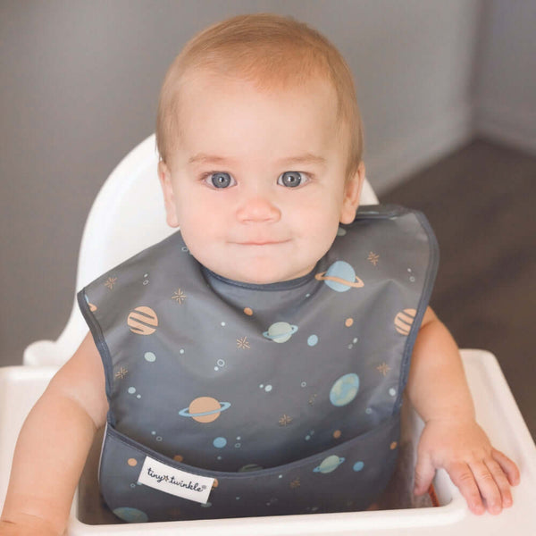 Tiny Twinkle - Mess - Proof Easy Bib 3 Pack - Space, Ice Blue, Grey-Panda Kids and Baby