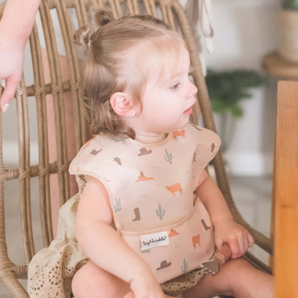 Tiny Twinkle - Mess - Proof Easy Bib 3 pack - Cowboy, Cinnamon, Sage-Panda Kids and Baby