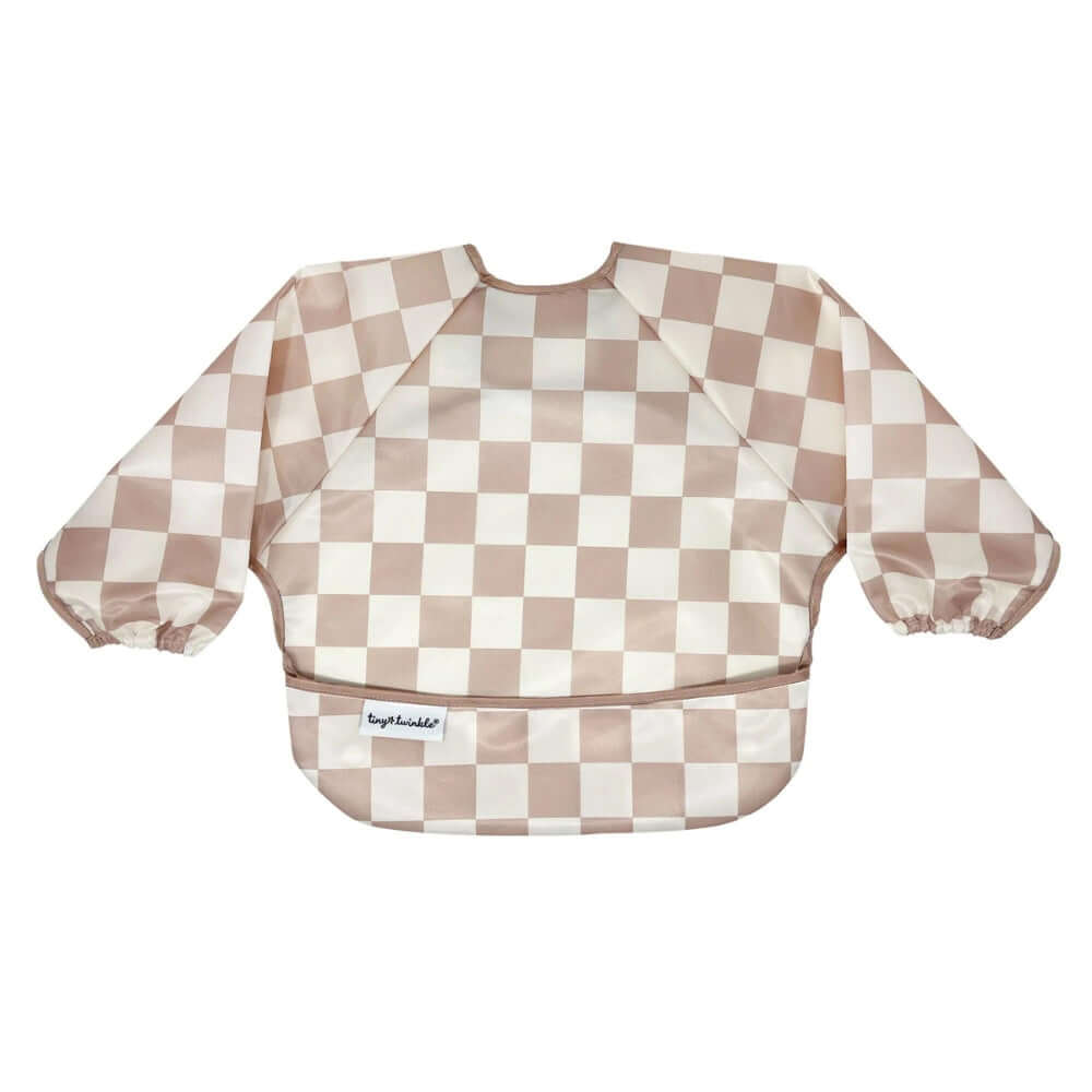 Tiny Twinkle - Mess - Proof Full Sleeve Bib - Beige Checkers – Panda ...