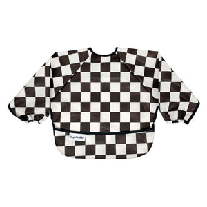 Tiny Twinkle - Mess - Proof Full Sleeve Bib - Black Checkers-Panda Kids and Baby