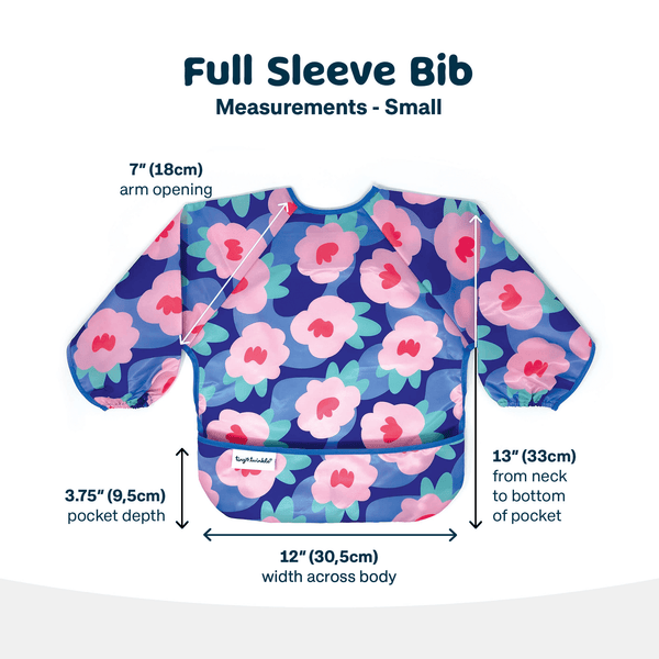 Tiny Twinkle - Mess - Proof Full Sleeve Bib - Blue Floral-Panda Kids and Baby