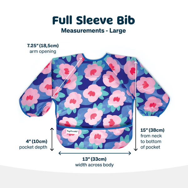 Tiny Twinkle - Mess - Proof Full Sleeve Bib - Blue Floral-Panda Kids and Baby