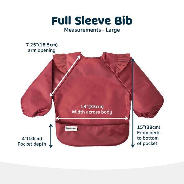 Tiny Twinkle - Mess - Proof Full Sleeve Bib - Burgundy-Panda Kids and Baby