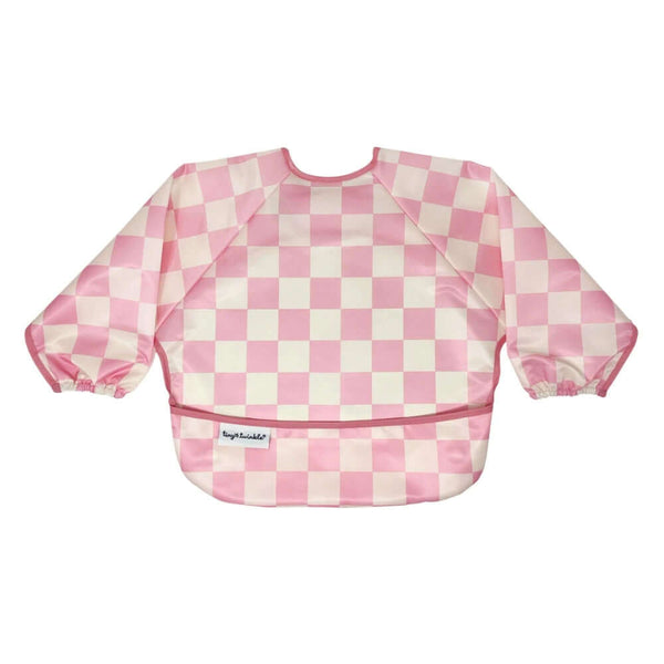 Tiny Twinkle - Mess - Proof Full Sleeve Bib - Pink Checkers-Panda Kids and Baby