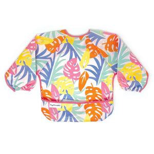Tiny Twinkle - Mess - Proof Full Sleeve Bib - Pink Palm-Panda Kids and Baby