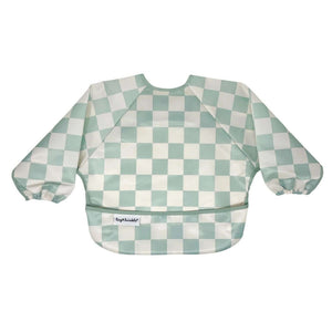 Tiny Twinkle - Mess - Proof Full Sleeve Bib - Sage Checkers-Panda Kids and Baby