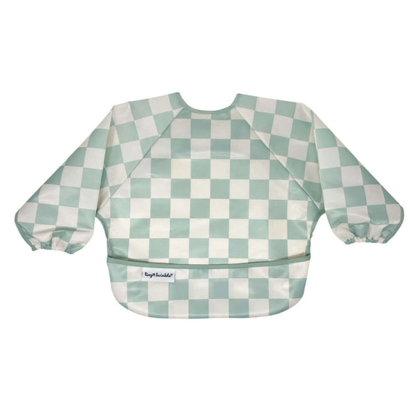 Tiny Twinkle - Mess - Proof Full Sleeve Bib - Sage Checkers-Panda Kids and Baby