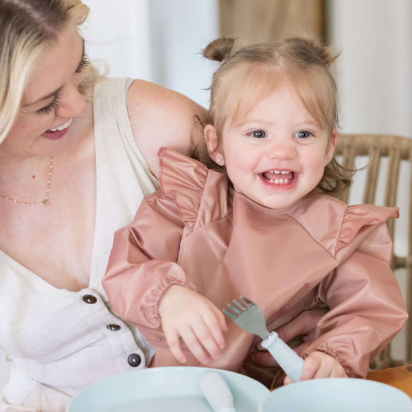 Tiny Twinkle - Mess - Proof Full Sleeve Bib - Taupe-Panda Kids and Baby