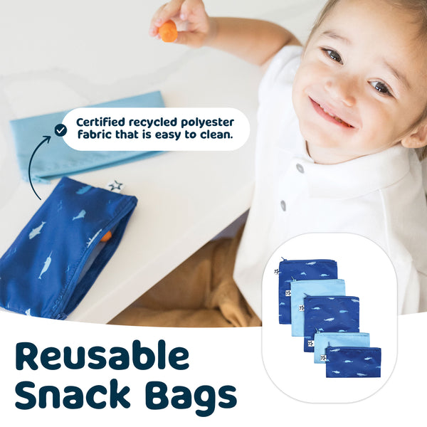 Tiny Twinkle - Mess-Proof Snack Bag 5 Pack - Ocean-Panda Kids and Baby