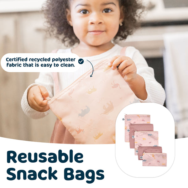 Tiny Twinkle - Mess-Proof Snack Bag 5 Pack - Petite Safari-Panda Kids and Baby