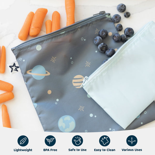 Tiny Twinkle - Mess-Proof Snack Bag 5 Pack - Space-Panda Kids and Baby