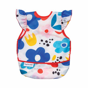 Tiny Twinkle - Mess-proof Apron Bib - Modern Floral with Ruffle-Panda Kids and Baby