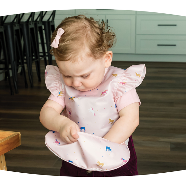 Tiny Twinkle - Mess-proof Apron Bib Ruffle - Boho Rainbow-Panda Kids and Baby