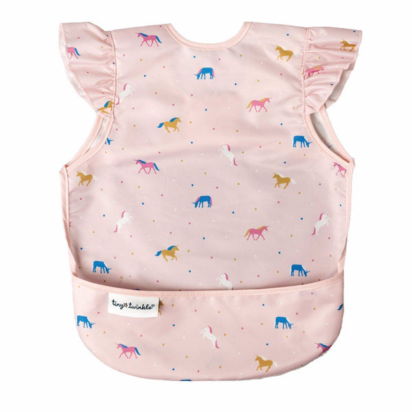 Tiny Twinkle - Mess-proof Apron Bib Ruffle - Unicorn Confetti-Panda Kids and Baby