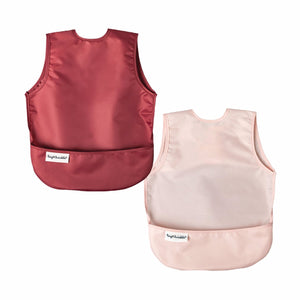 Tiny Twinkle - Mess-proof Apron Bib Set of 2 - Burgundy, Rose-Panda Kids and Baby