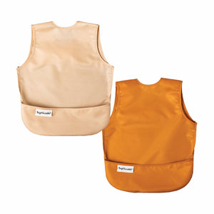 Tiny Twinkle - Mess-proof Apron Bib Set of 2 - Sand, Cinnamon-Panda Kids and Baby
