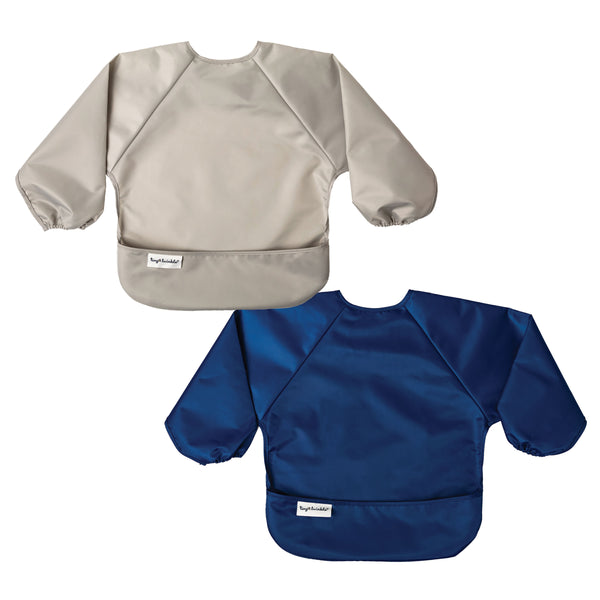 Tiny Twinkle - Mess-proof Full Long Sleeve Bib 2 Pack - Grey, Dark Blue-Panda Kids and Baby