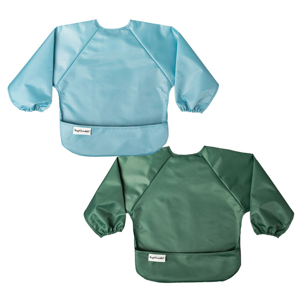 Tiny Twinkle - Mess-proof Full Long Sleeve Bib 2 Pack - Slate, Olive-Panda Kids and Baby