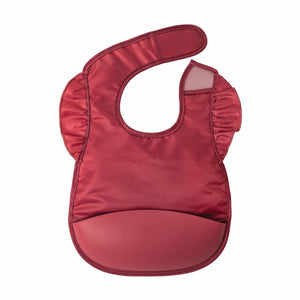 Tiny Twinkle - Mess-proof Silicone Pocket Bib - Burgundy-Panda Kids and Baby