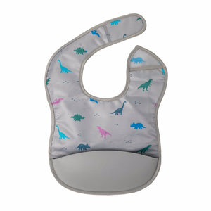 Tiny Twinkle - Mess-proof Silicone Pocket Bib - Dinosaur-Panda Kids and Baby